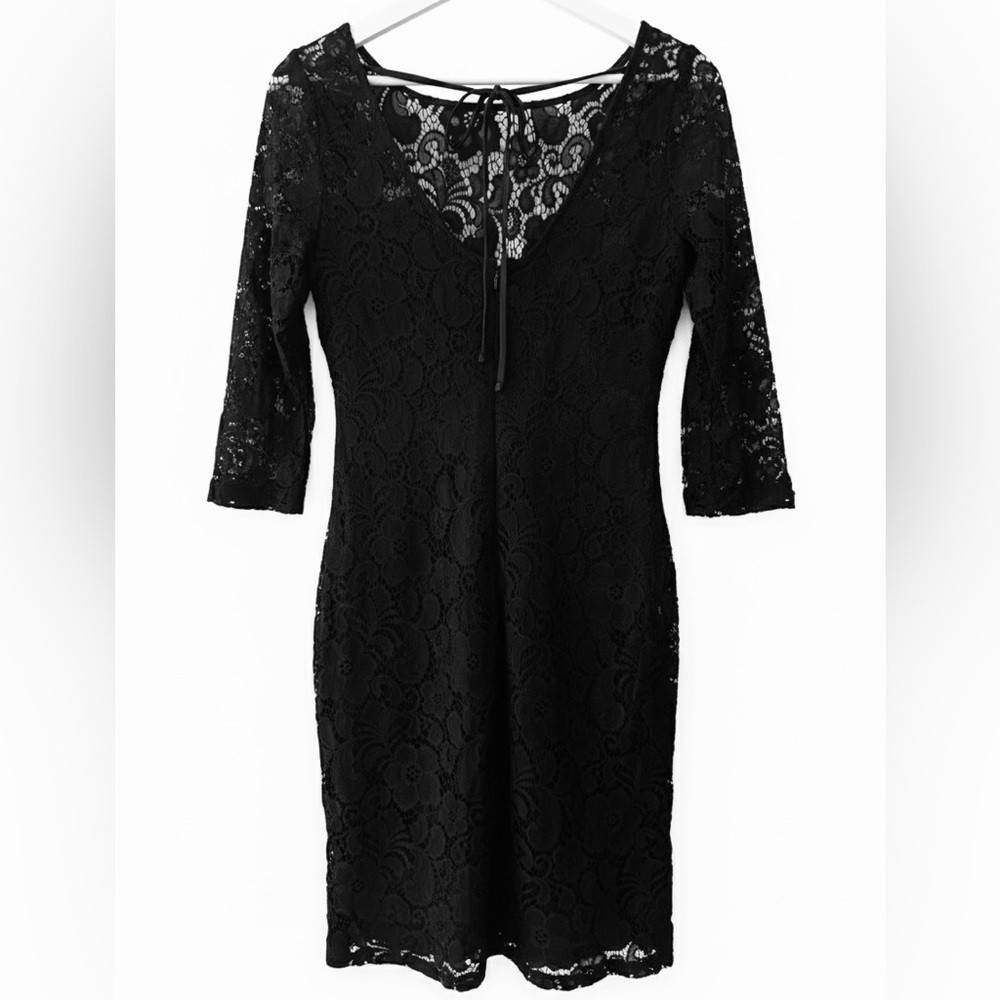 Le Chateau Black Lace Long Sleeve Dress - Picture 3 of 8